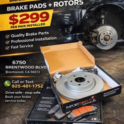 Honda Toyota Hyundai Nissan Brake Pads Rotor $299 Most Car