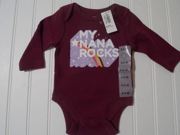 NWT Baby Girls 0-3 Month Onesie Bodysuit Old Navy MY NANA ROCKS