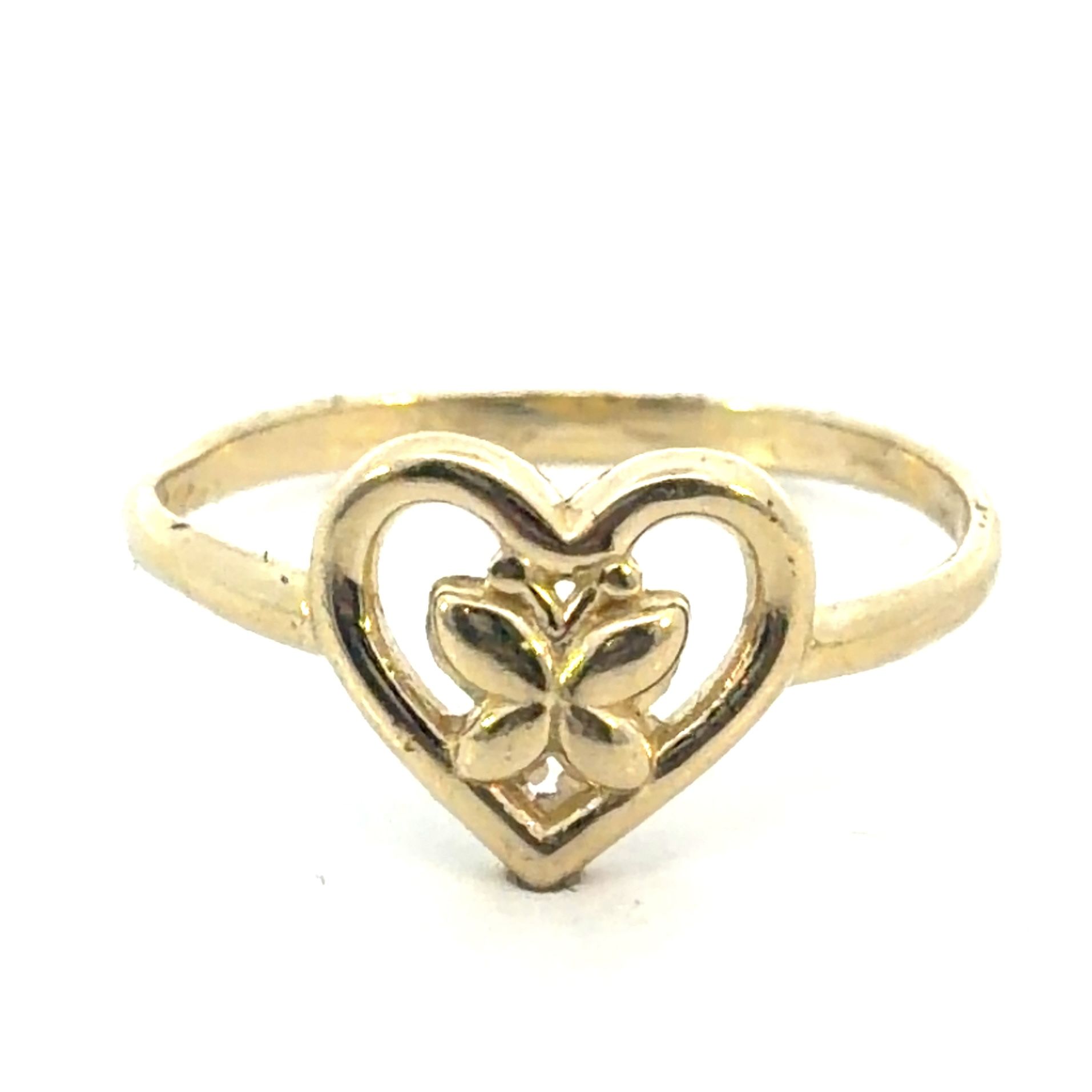 Woman’s Ladies 14k Yellow Gold Butterfly In a Heart Ring Size 7.5 GP3130700