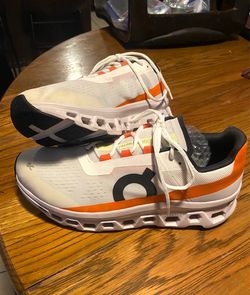 On Cloudmonster Men's Size 13 Undyed White/Flame Orange (No Box)