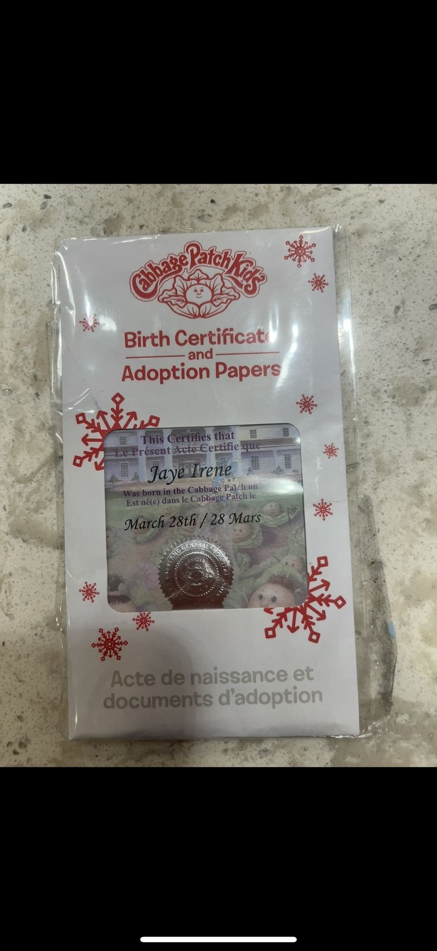 Jaye Irene Certificate