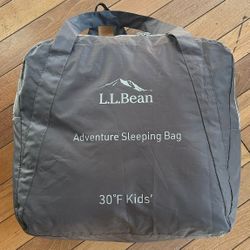 LL Bean L.L.Bean Adventure 30°F Kids Sleeping Bag, Blue, Lightweight Camping roll children