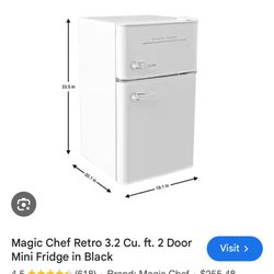 Almost New Magic Chef 3.2 Cu Ft Retro Mini Fridge With Freezer