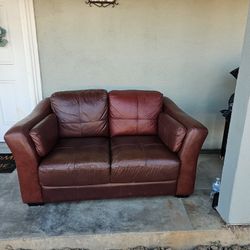 Burgandy Leather 2 Seater  Couch
