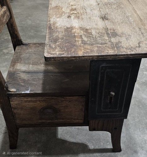 Antique School Desk Sllid Wood With Drawer