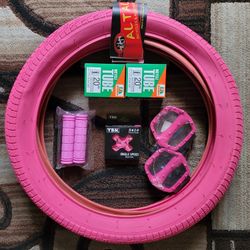 NEW Bicycle Bmx Parts Bundle 20" Pink