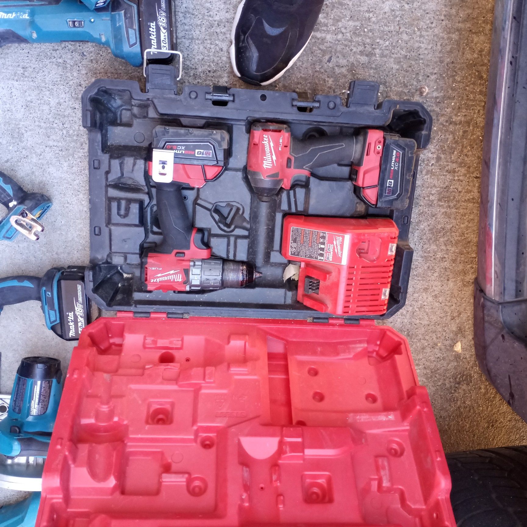 Impact drill and driver set with five hour battery and charger