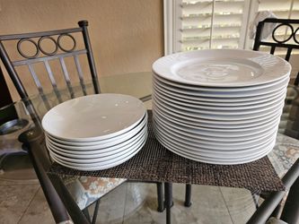 Ceramic White Dinnerware Plates and Salad Bowls