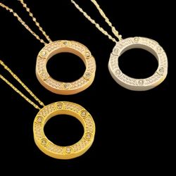 Fancy Inlaid Round Zirconia Pendant Necklace