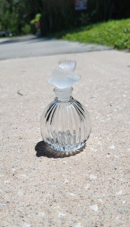 Vintage Cut Glass Perfume Decanter Bottle W Dove Stopper 