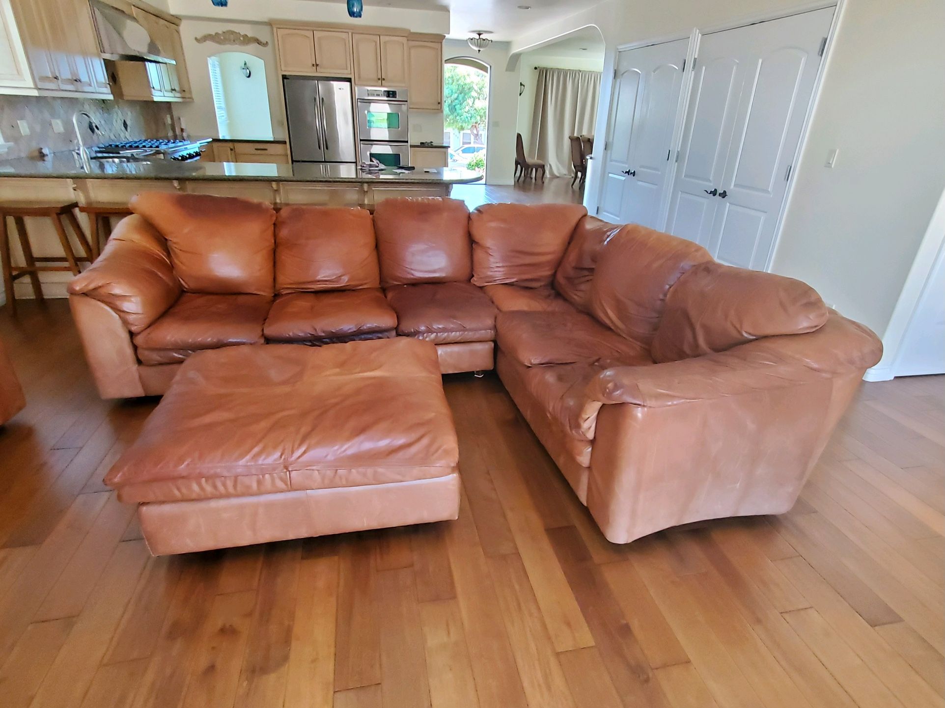Mahogany Leather Couch Set
