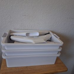 White Plastic 3 Tray Rolling Cart