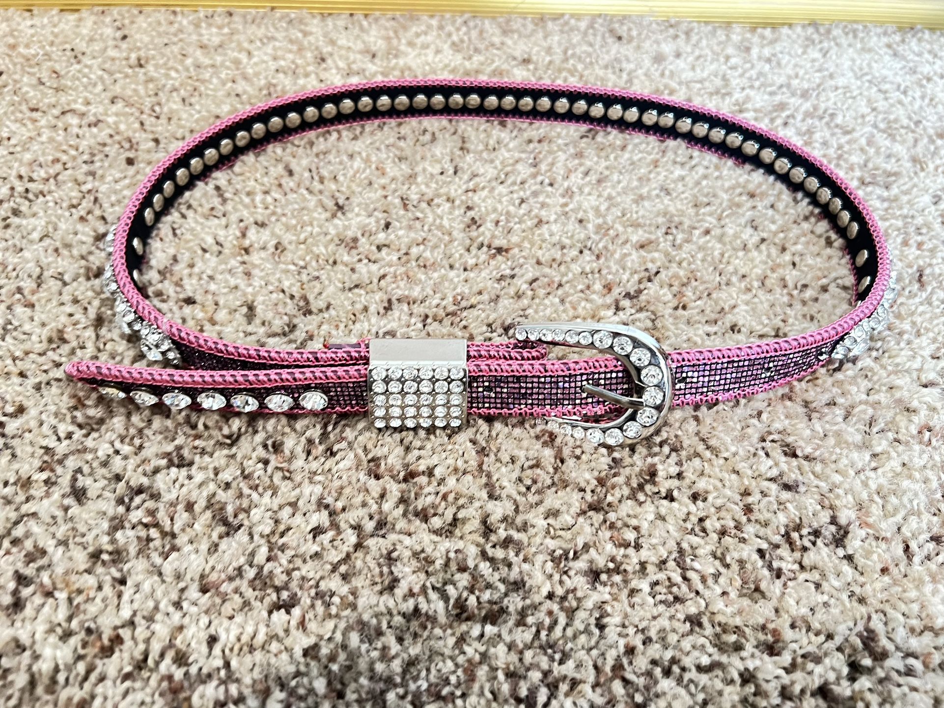 Belt Woman’s Pink Rhinestone Western Belt 28”