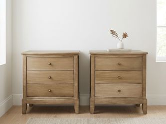 Refinished Weathered Oak Nightstand Pair – PB Style / Coastal