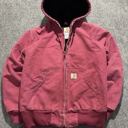 RARE Carhartt Pink Active Jacket Quilt Lined Womens XS WJ130 648 Merlot Purple
