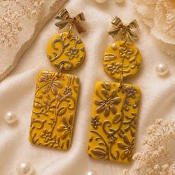 Yellow Handmade Polymer Clay Earrings