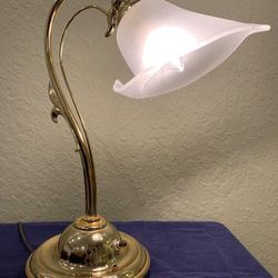 High Quality, BRASS, Desk/Table ART LAMP With Frosted Shade