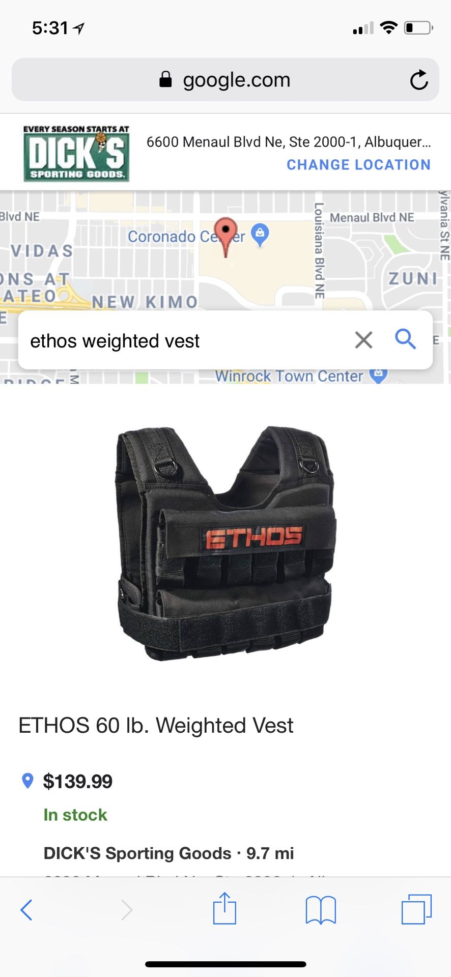 Ethos weighted vest (60lbs)