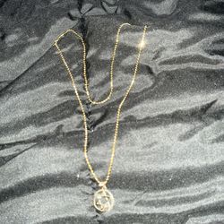 10k Gold Moon Cut Chain and 14k Gold Pendant 