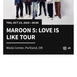 Maroon 5 Love Is Like Tour (4) Tickets