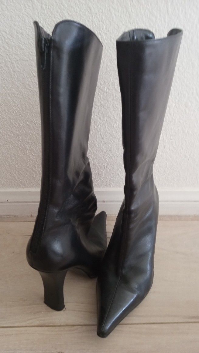 Aldo Mid Calf Black Leather Women's Boots 
