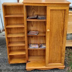 Oak Wood Cabinet Storage For Music CDs