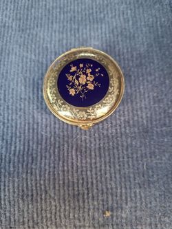 Round Floral Gold-Tone Trinket Box