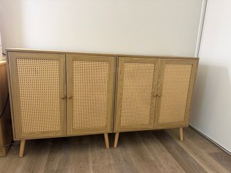 Pair of Rattan Storage Cabinets MOVING SALE