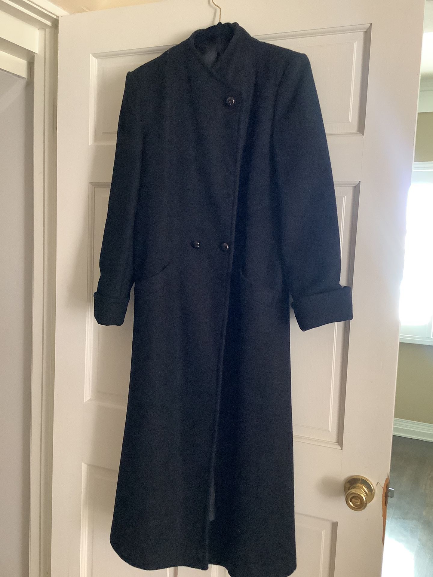 Vintage Women 1950s ILGWU Trench Coat Black Union Made USA Shows Size M