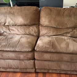 Reclining sofa and love seat - brown microfiber