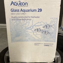 Aqueon 29G Rectangle Glass Aquarium w/ lid, Bubble Wand & 2x 5LB Aquatic Substrate