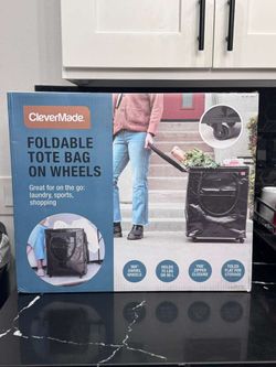 CleverMade foldable tote bag on wheels
