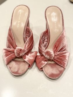Loeffler Randal Pink Velvet Knotted Corrine Heels