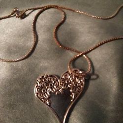 NEW Silver Heart Pendant/Necklaces On 14" Snake Chain.  Will Not Tarnish.
