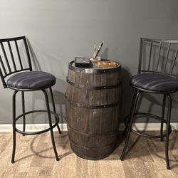 Whisky Barrel Table & 2 Chairs