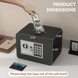 Safe Box,Small Safes for Home,Mini Safety Box for Cash,0.23 Cubic Steel Security Cabinet Safe with Electronic Keypad,Safes for Money,Coins,Cash,Jewelr