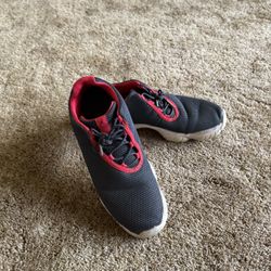 Black, university red and white Air Jordan Future Low sneakers; perfect used condition