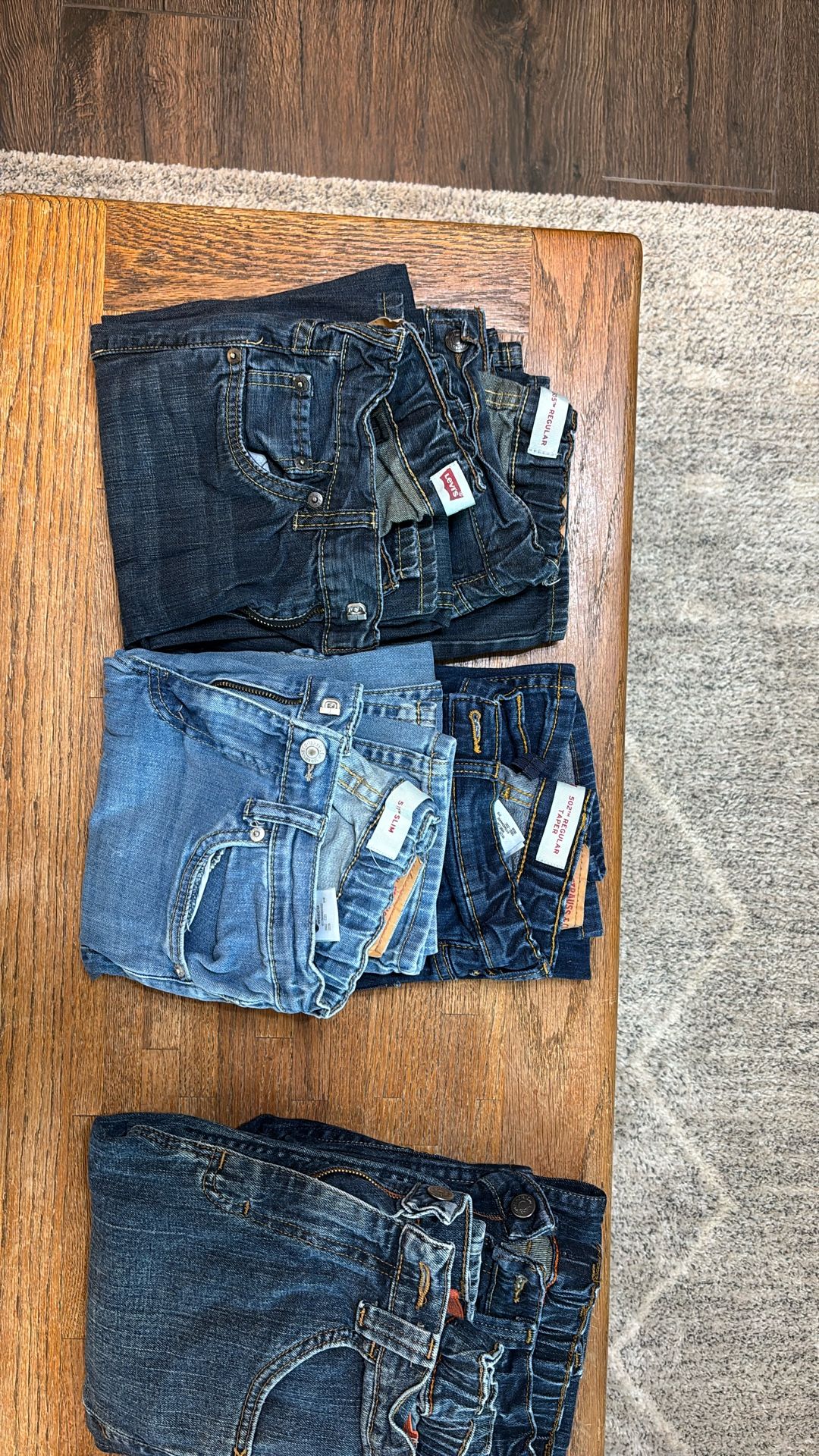 11 Pair Large Lot Of Boys Levi Jeans Sizes 10, 12, And 14