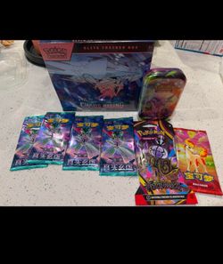 Pokemon bundle (chaos rising etb, mini tin, booster packs)