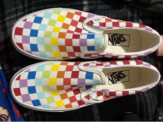 Vans Rainbow Checkered Slip-On Shoes