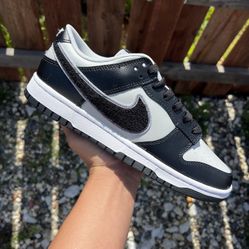 Nike Dunk Low Chenille Swoosh Black Grey (Size 8.5)