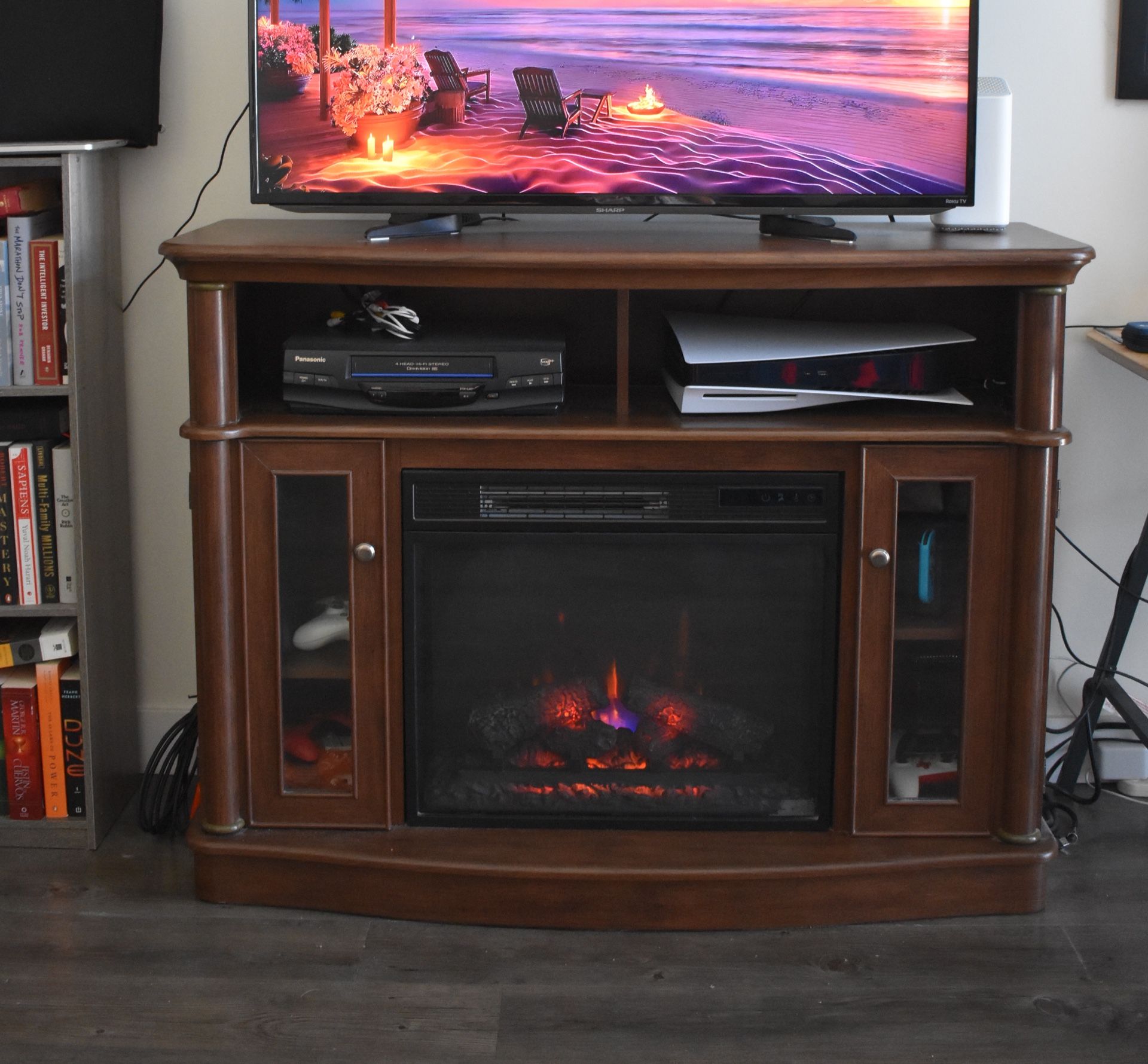47.5 in. Freestanding Wooden Electric Fireplace Entertainment Console