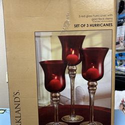 Red Glass Hurricane Candle Holder Set – Kirkland’s (Set of 3) 