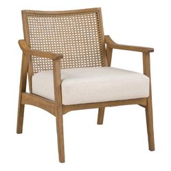 Cane And Wood Accent Chair 