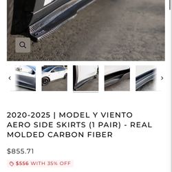 2020-2025 | MODEL Y VIENTO AERO SIDE SKIRTS (1 PAIR) - REAL MOLDED CARBON FIBER