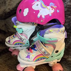 (Barely Use )Girls Skate And Helmet Set