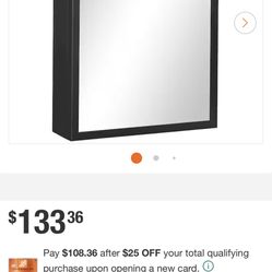 Kleankin Wall Mounted Stainless Steel Bathroom Mirror Cabinet, Black