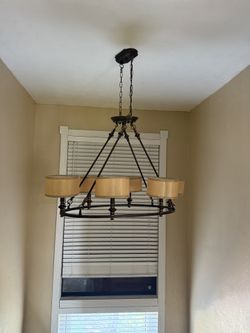 Large 6-Light Industrial Style Ring Chandelier – $100