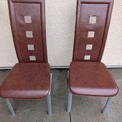 Leather Dining Chairs with Metal Legs