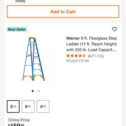 Werner 8ft A Frame Fiberglass Ladder